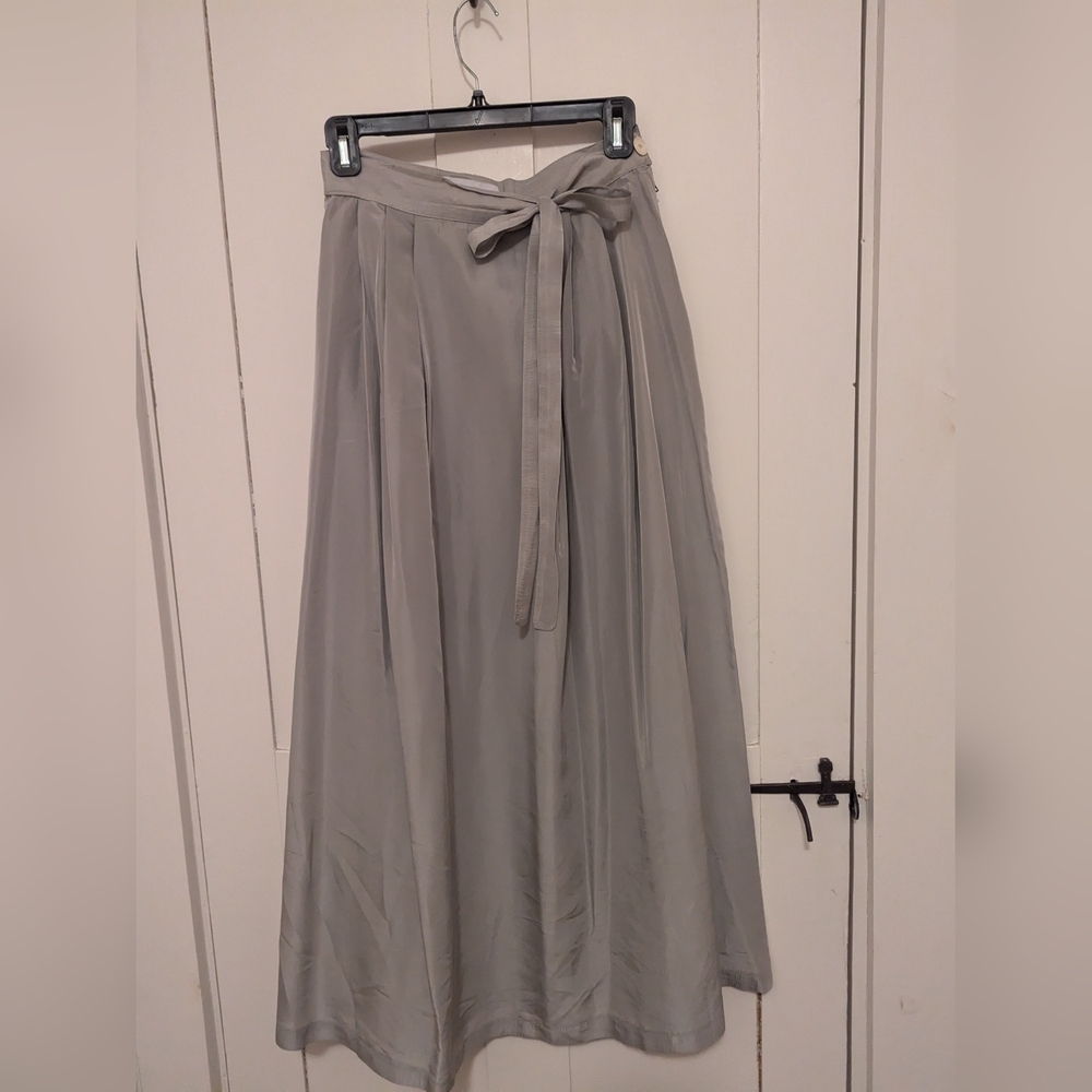 Ivan Grundahl Skirt Vintage Elegant Silver L Women's Maxi Ribbon Tie side zip